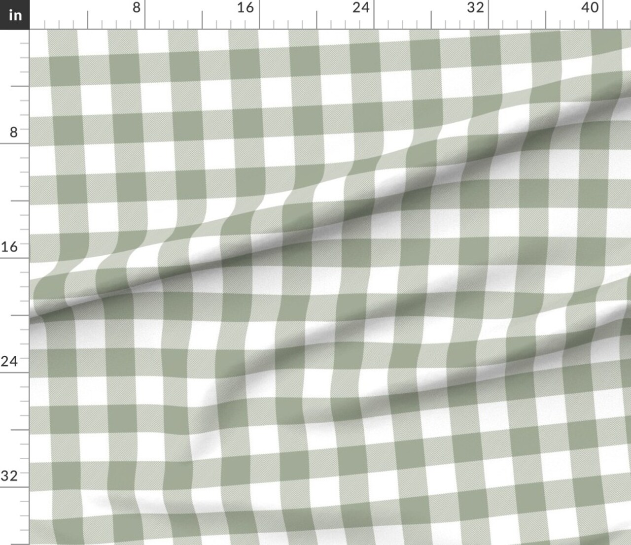Buffalo Plaid Sage Green White Check Tartan Custom Printed Fabric by Spoonflower Various Fabrics by the Yard or Fat Quarter